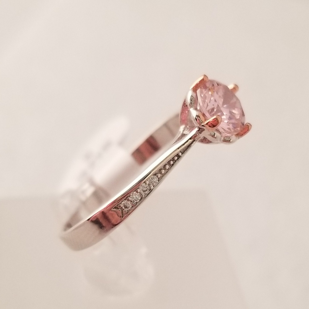Sterling Silver 1ct Pink Solitaire - Picture 2 of 8